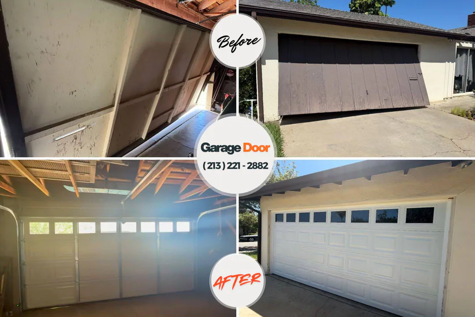 Before and after: garage door repair Maricopa, CA